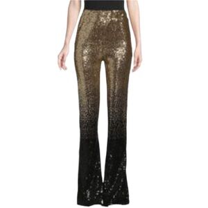 Free People Neon Blonde Studio Pants Flare Sequin Sz M Ombre Black Gold NWT
